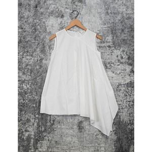 COS White Cotton Asymmetrical Drape Sleeveless Tunic Blouse Top Size 2